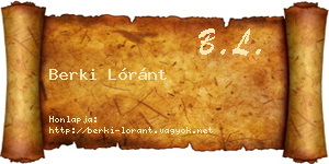 Berki Lóránt névjegykártya